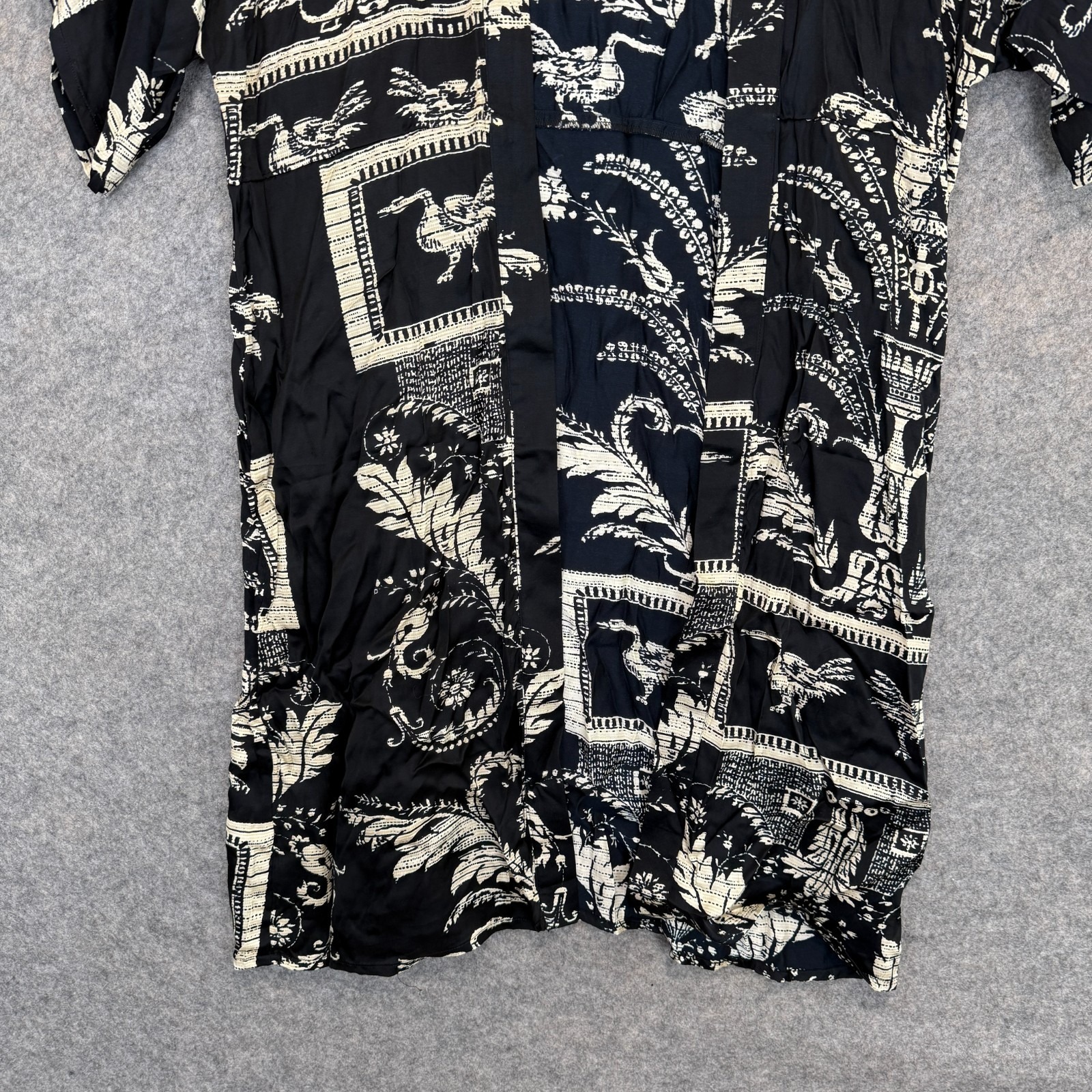 One Hundred Stars Vintage Demask Midi Kimono Jacket Os Cupro Modal Black Japan — image 3 of 8